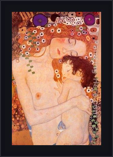 Framed Gustav Klimt mother and child ii painting