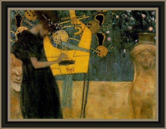 Framed Gustav Klimt the music painting