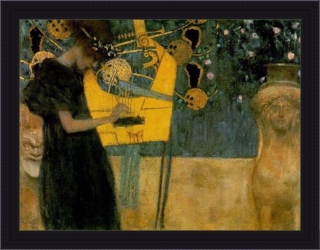 Framed Gustav Klimt the music painting
