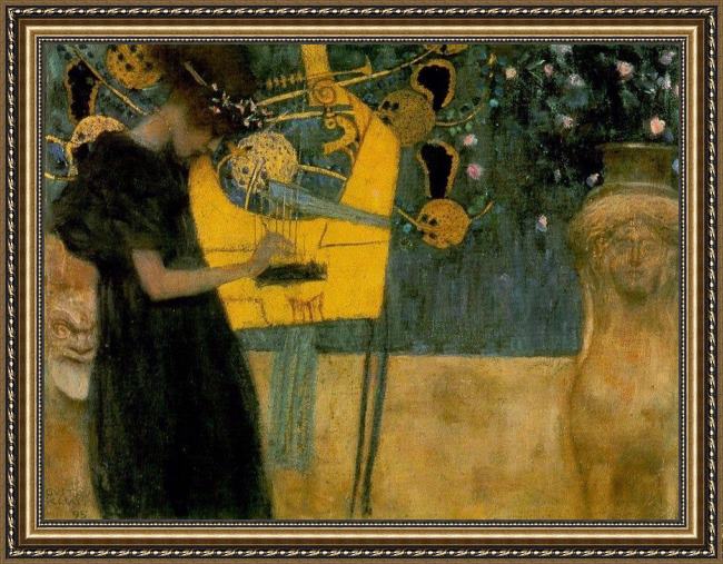 Framed Gustav Klimt the music painting