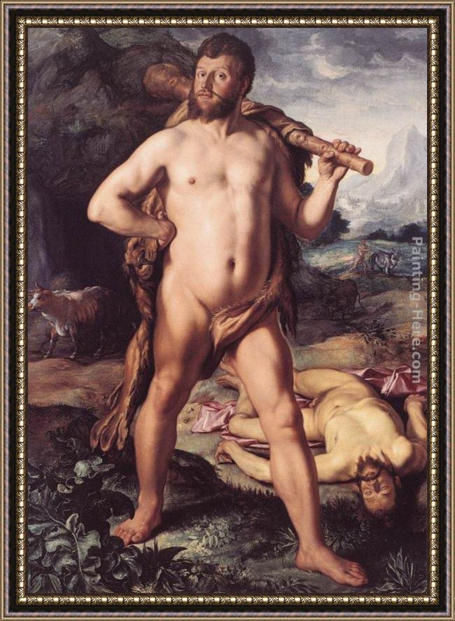 Framed Hendrick Goltzius hercules and cacus painting
