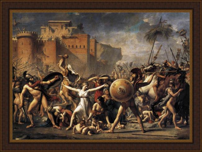 Framed Jacques-Louis David the intervention of the sabine women painting