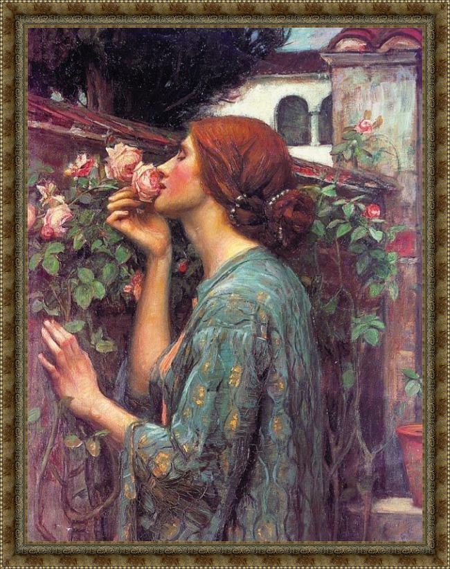 Framed John William Waterhouse my sweet rose painting