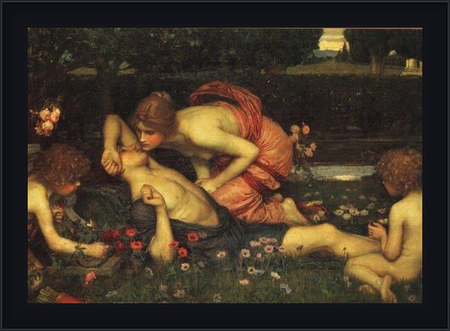 Framed John William Waterhouse the awakening of adonis painting
