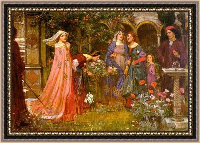 Framed John William Waterhouse the enchanted garden painting