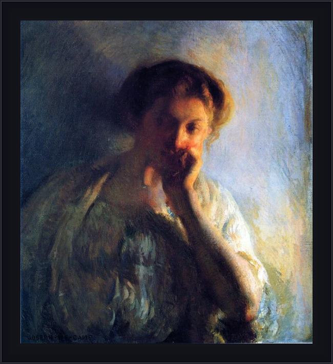 Framed Joseph DeCamp la penserosa painting