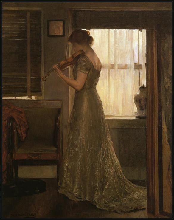 Framed Joseph DeCamp the violinist painting