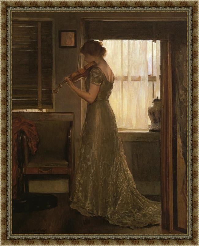 Framed Joseph DeCamp the violinist painting
