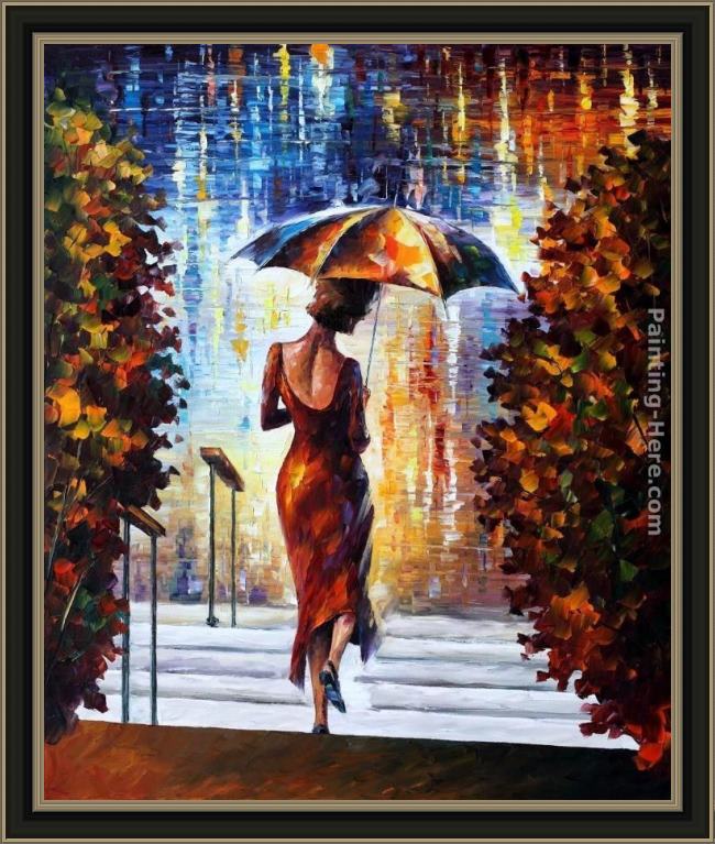 Framed Leonid Afremov at the steps painting