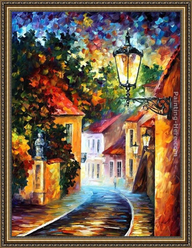 Framed Leonid Afremov evening painting