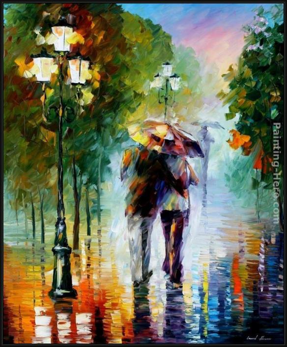 Framed Leonid Afremov gone with the rain painting