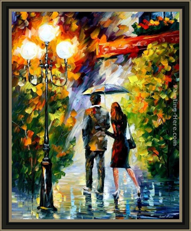 Framed Leonid Afremov under my umbrella painting