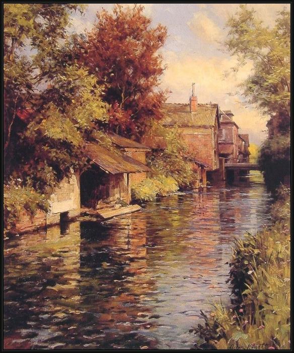 Framed Louis Aston Knight sunny afternoon on the canal painting