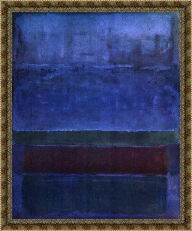 Framed Mark Rothko blue green and brown 1951 painting