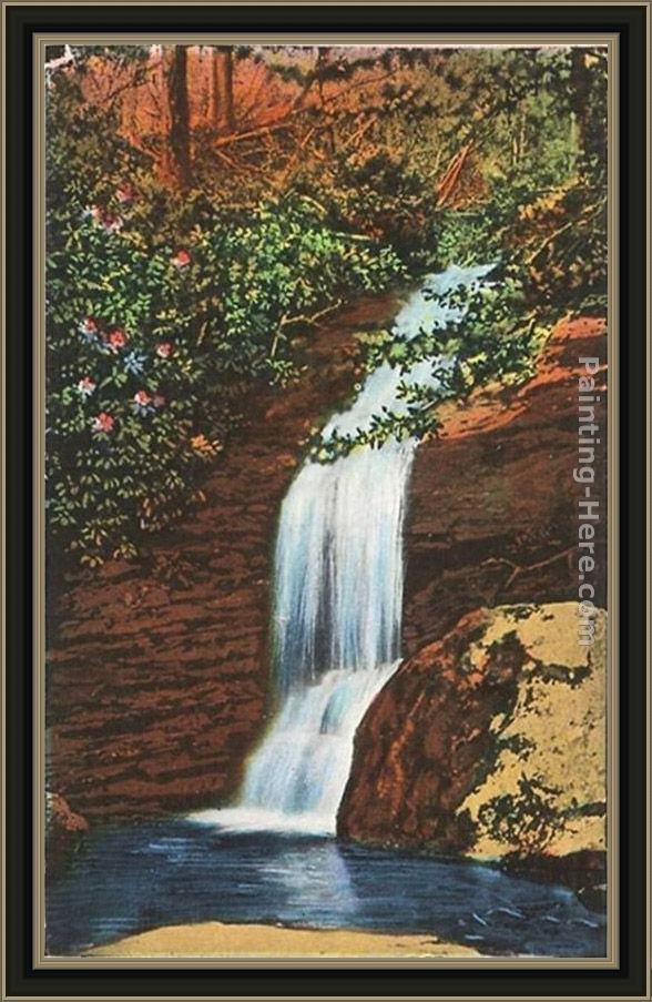 Framed Norman Parkinson bridal veil falls, linville, north carolina painting