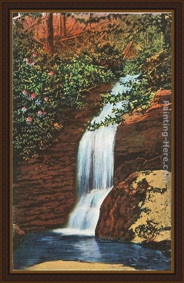 Framed Norman Parkinson bridal veil falls, linville, north carolina painting