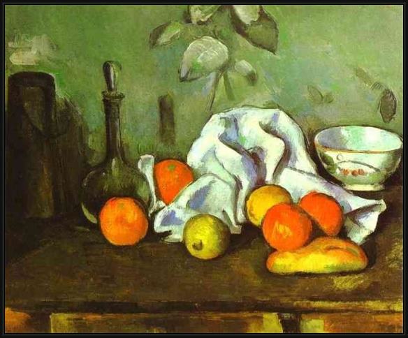 Framed Paul Cezanne still life with fruit painting