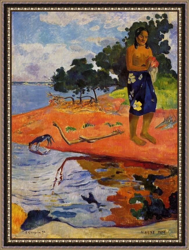 Framed Paul Gauguin haere pape painting