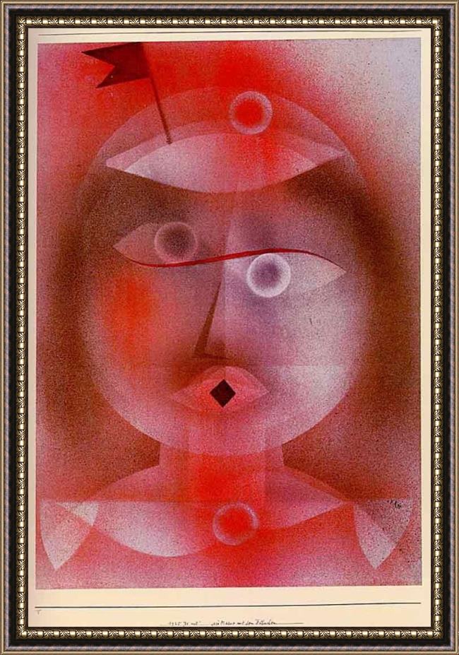 Framed Paul Klee the mask with the little flag painting