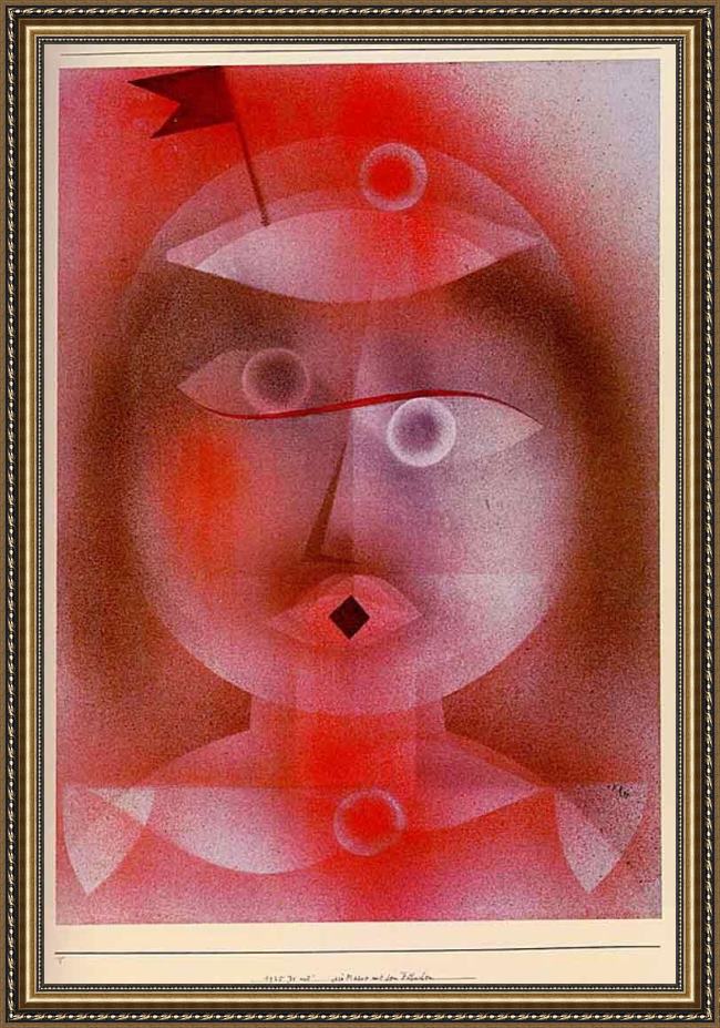 Framed Paul Klee the mask with the little flag painting