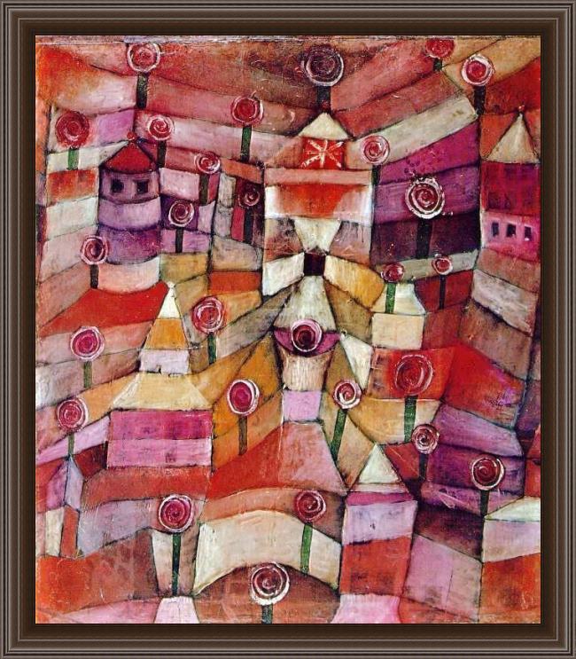 Framed Paul Klee the rose garden painting