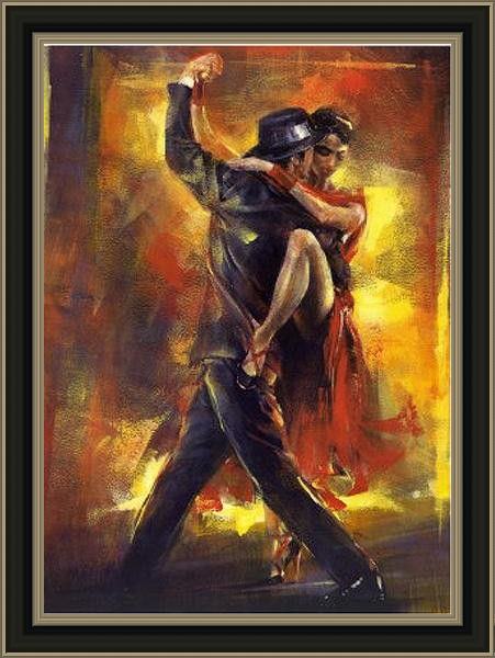 Framed Pedro Alvarez tango argentino painting