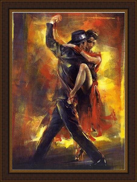 Framed Pedro Alvarez tango argentino painting