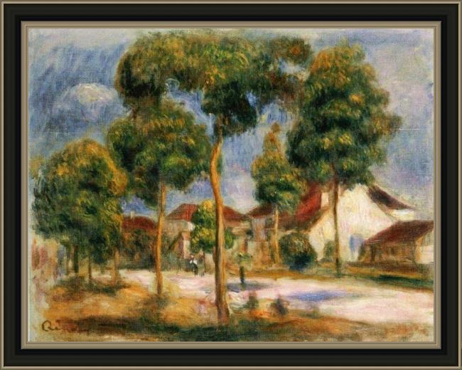 Framed Pierre Auguste Renoir a sunny street painting