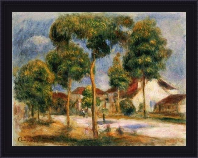 Framed Pierre Auguste Renoir a sunny street painting