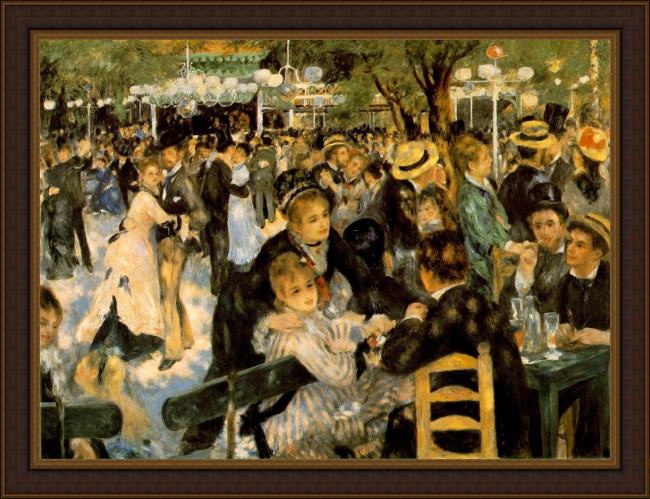 Framed Pierre Auguste Renoir la moulin de la galette painting