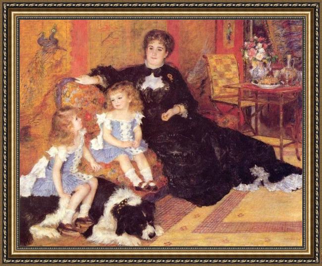 Framed Pierre Auguste Renoir madame georges charpentier and her children, georgette and paul painting