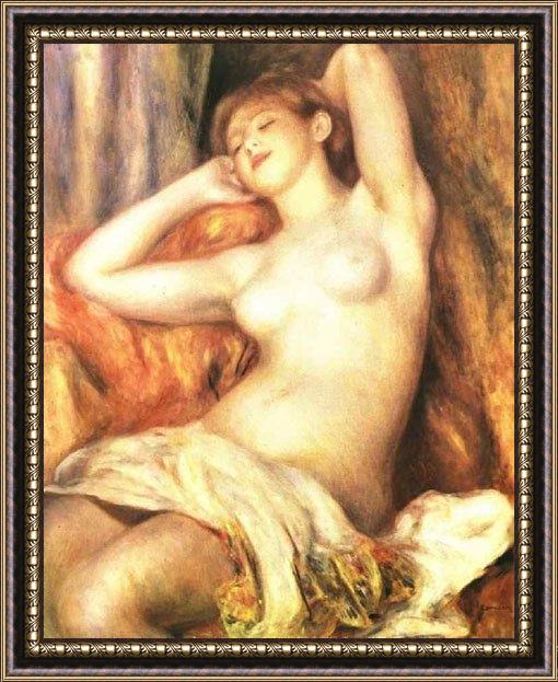 Framed Pierre Auguste Renoir sleeping bather painting