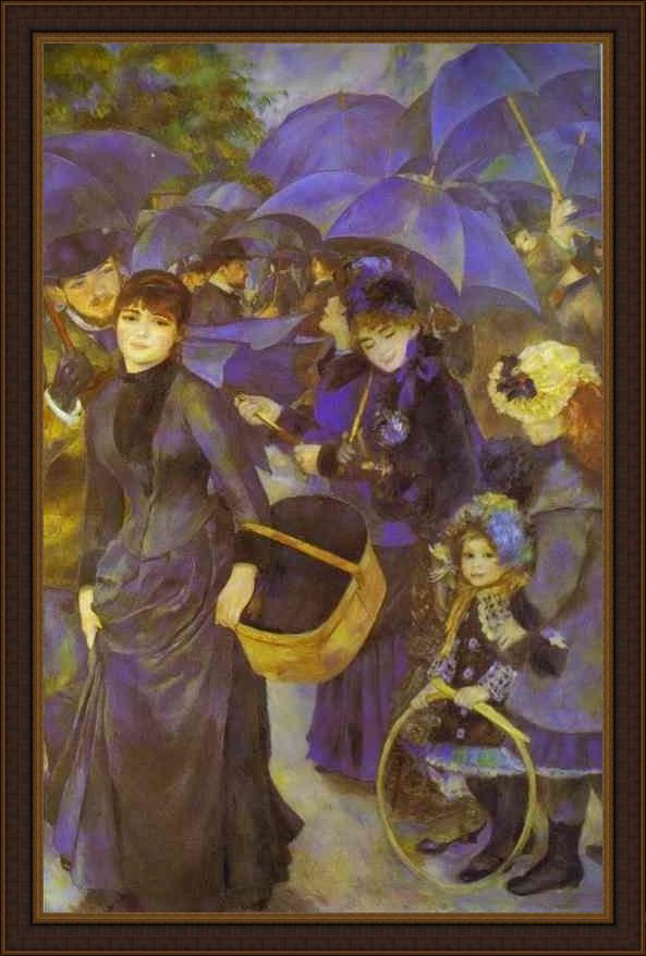 Framed Pierre Auguste Renoir the umbrellas painting