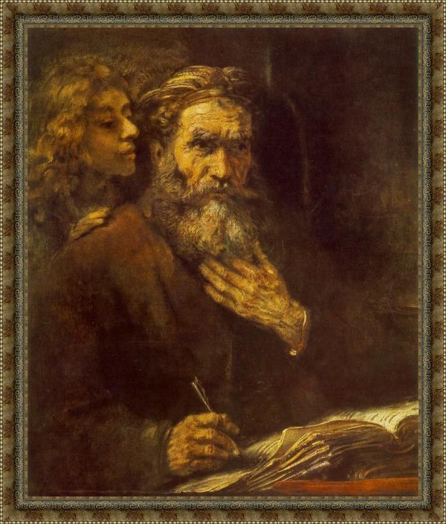 Framed Rembrandt evangelist matthew painting