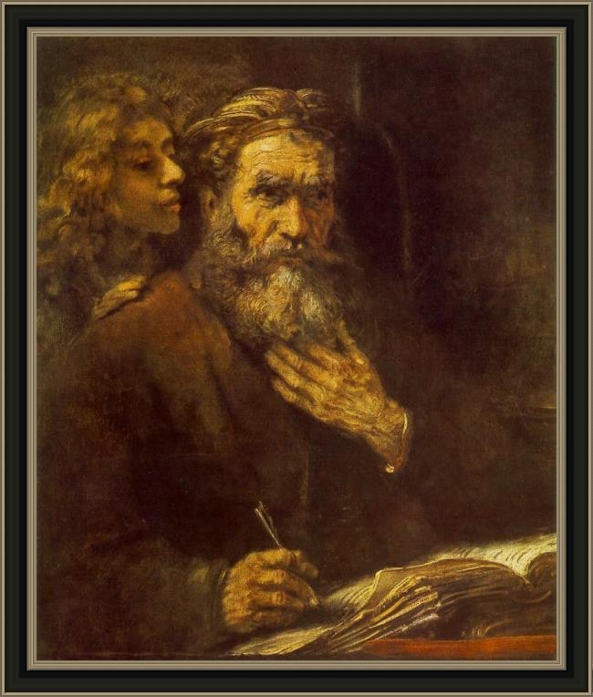 Framed Rembrandt evangelist matthew painting
