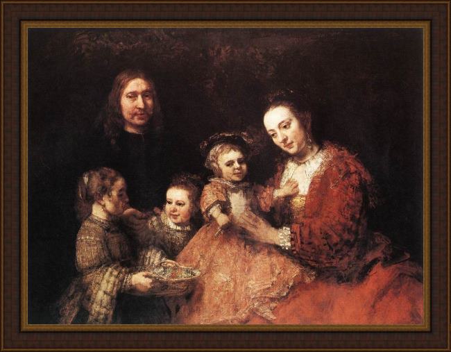Framed Rembrandt family group painting
