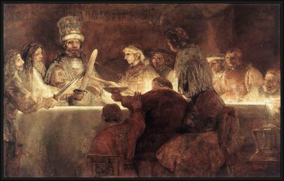 Framed Rembrandt the conspiration of the bataves painting