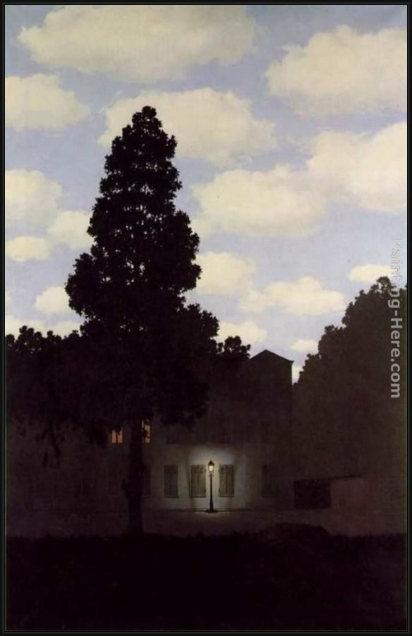 Framed Rene Magritte the empire of light dark painting