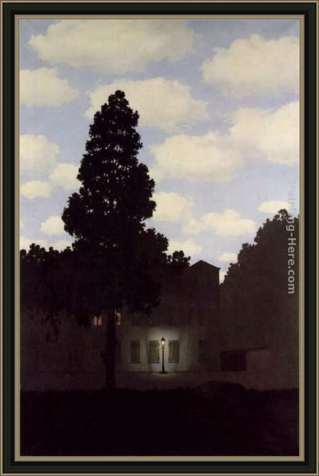 Framed Rene Magritte the empire of light dark painting