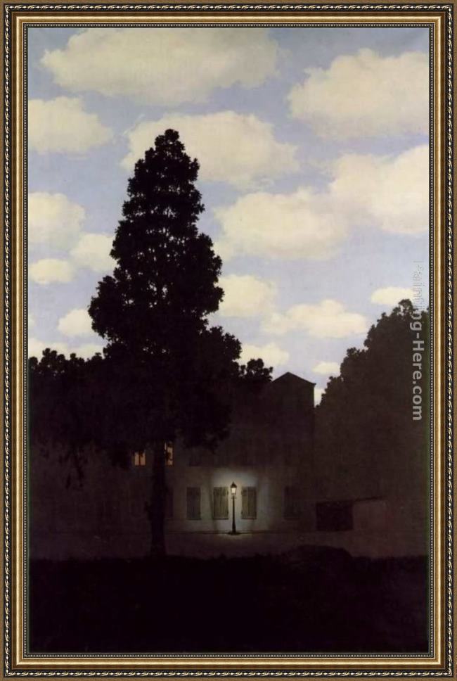 Framed Rene Magritte the empire of light dark painting
