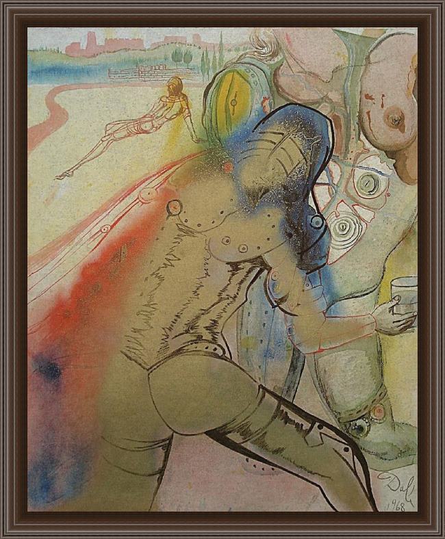 Framed Salvador Dali the death of clorinda painting