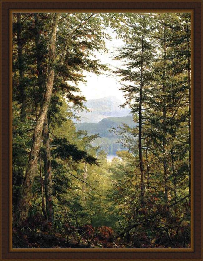 Framed Sanford Robinson Gifford a sketch on the huntington river, vermont painting