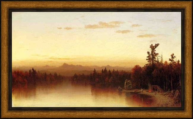Framed Sanford Robinson Gifford a twilight in the adirondacks(1) painting