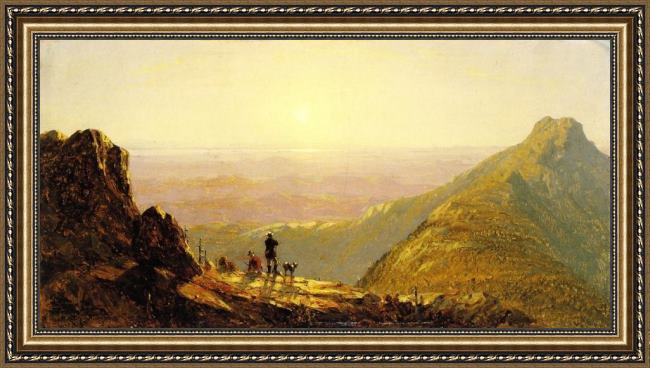 Framed Sanford Robinson Gifford mount mansfield painting