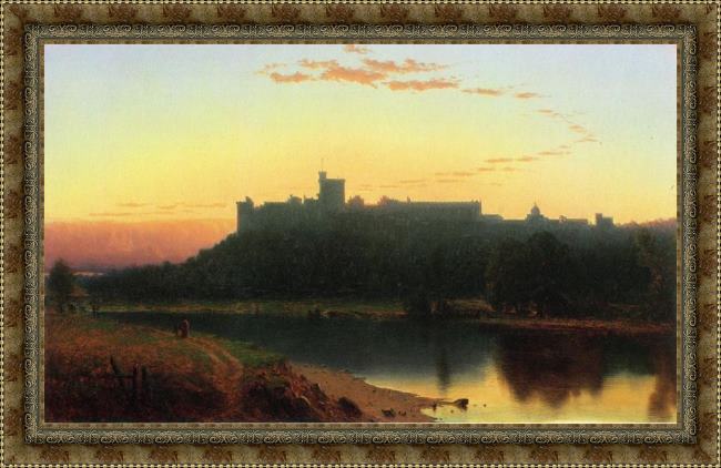 Framed Sanford Robinson Gifford windsor castle painting