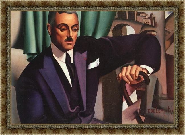 Framed Tamara de Lempicka portrait of prince eristoff painting