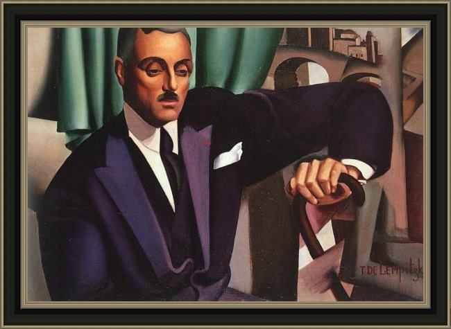 Framed Tamara de Lempicka portrait of prince eristoff painting