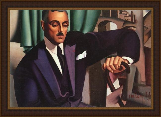 Framed Tamara de Lempicka portrait of prince eristoff painting