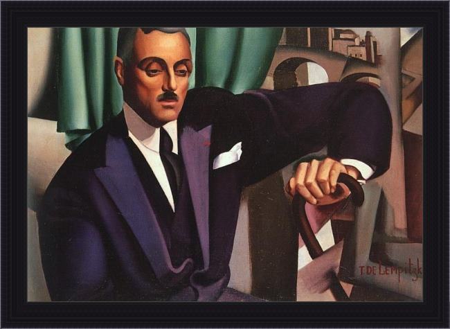 Framed Tamara de Lempicka portrait of prince eristoff painting