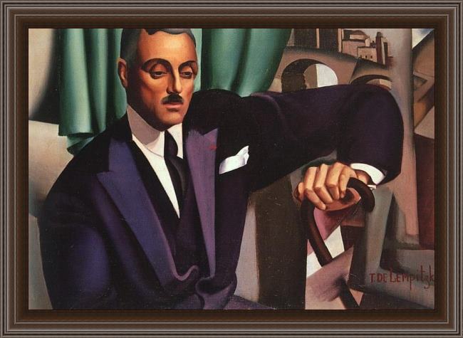 Framed Tamara de Lempicka portrait of prince eristoff painting